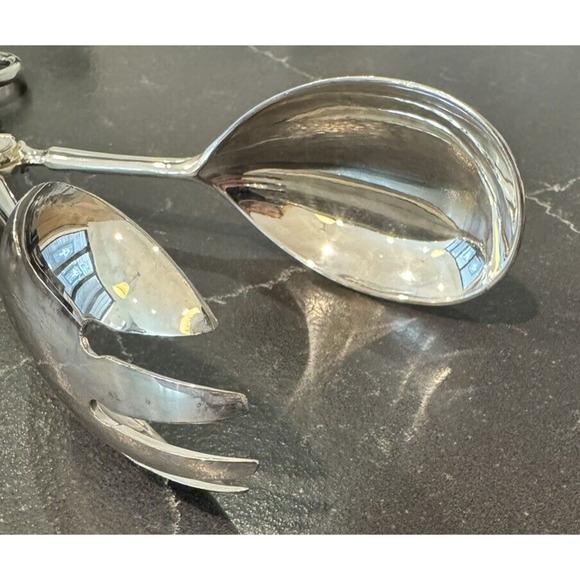 EP ZINC Alloy Silver Salad Serving Tongs Vintage 10" - Picture 4 of 7